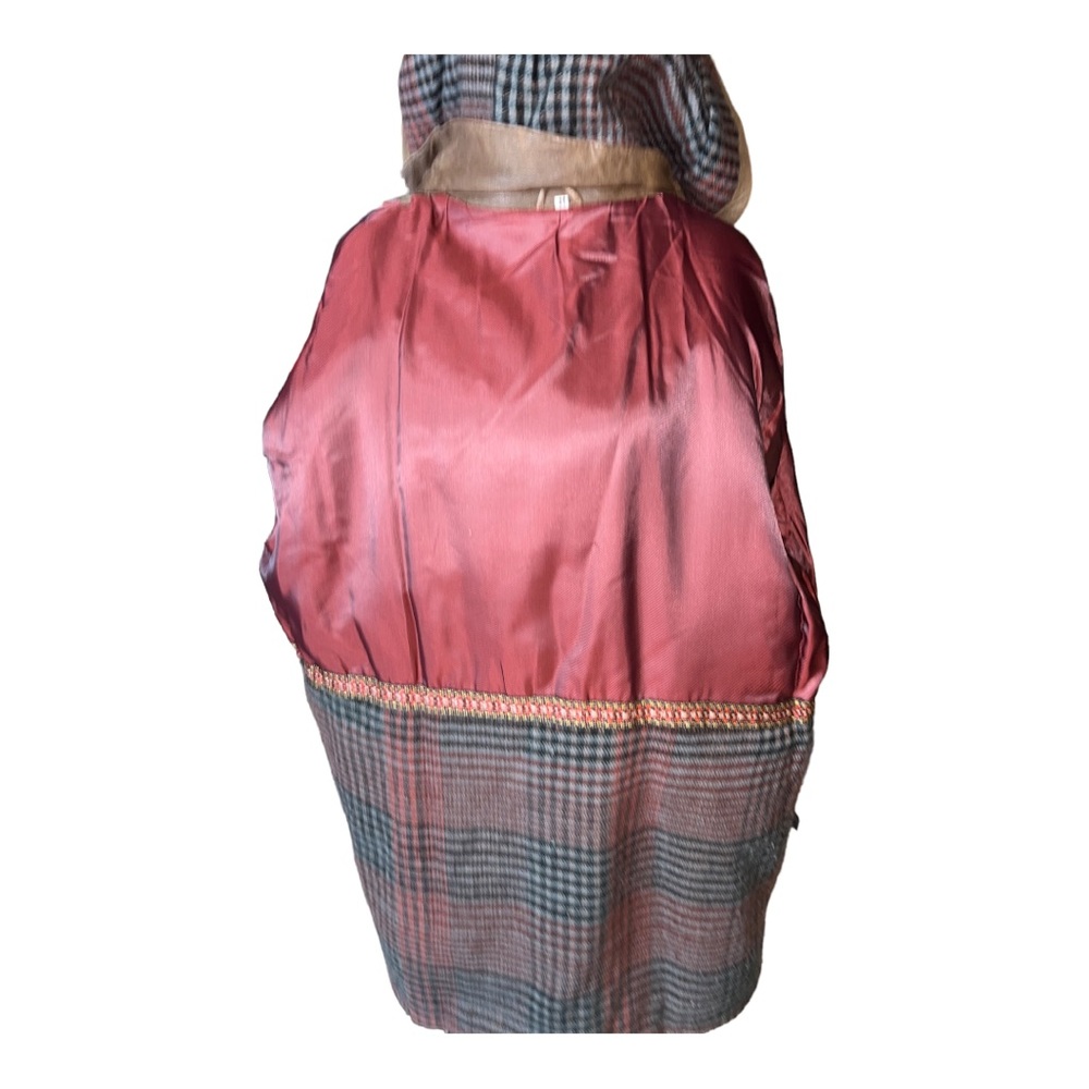 Wild Cats Pelsnoer Denmark Women Brown Leather Plaid Lining Hooded Jacket Coat L - Picture 5 of 16